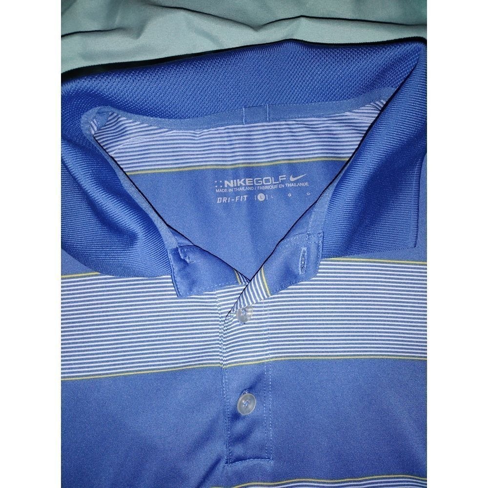 Nike Golf Dri Fit Men's Blue Striped Polo Shirt‎ Short Sleeve Size Large - Picture 2 of 5